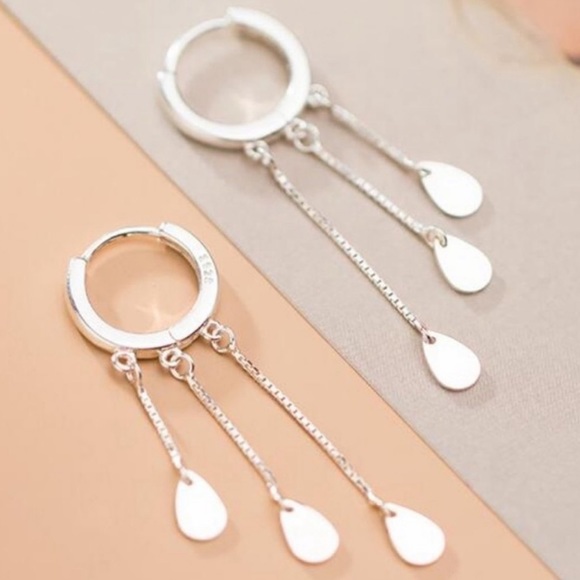 Jewelry - NEW 925 STERLING SILVER TASSEL HOOP EARRINGS